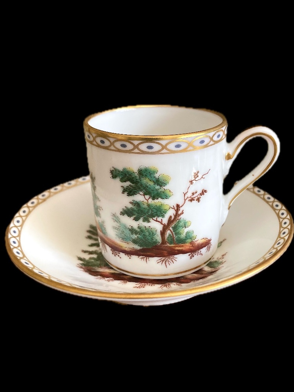 Richard Ginori Italy Demitasse Cup & Saucer Manifattura Di Doccia Gold Trim